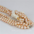 Snh Peach Color Hot Sale 925 Silver Pearl Necklace for Women